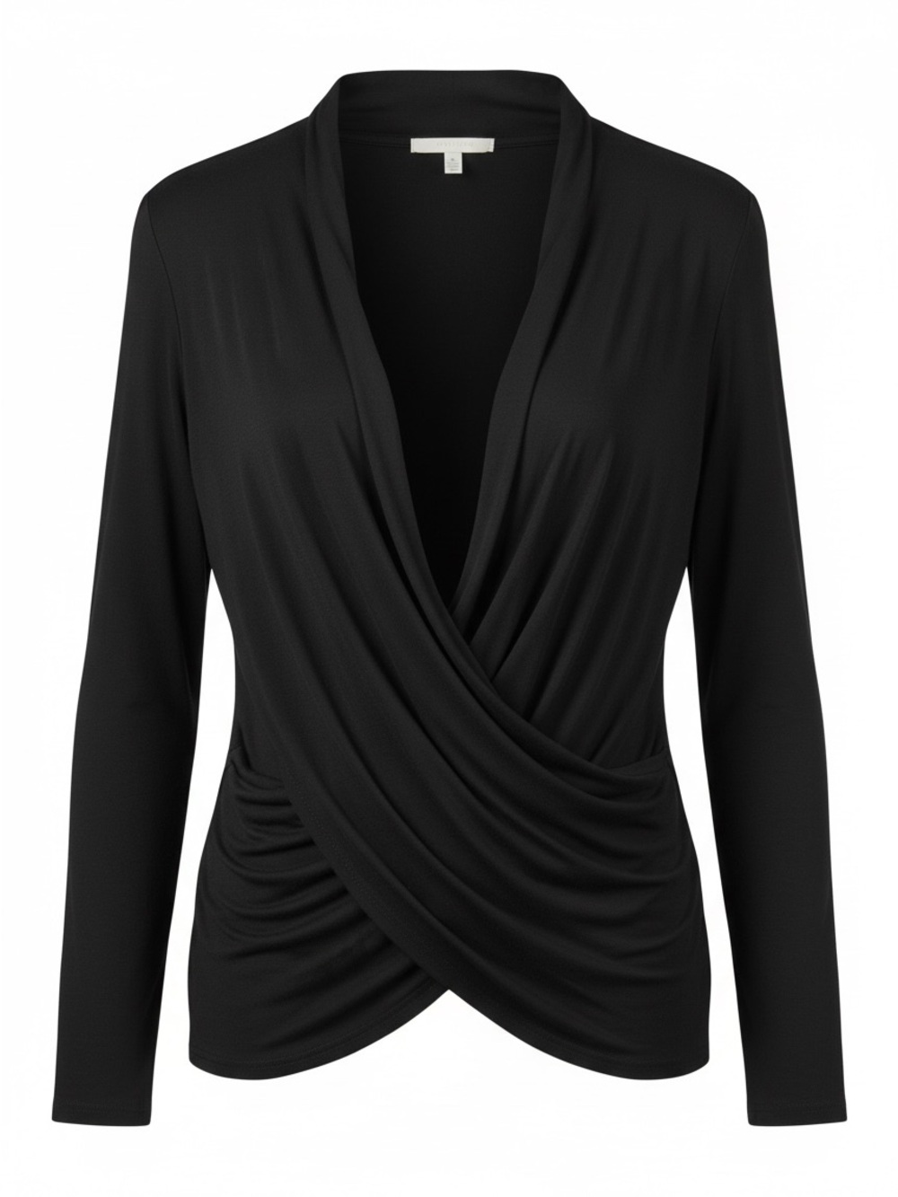 Black Draped Surplice Long-Sleeve Top- Women’s Size XL